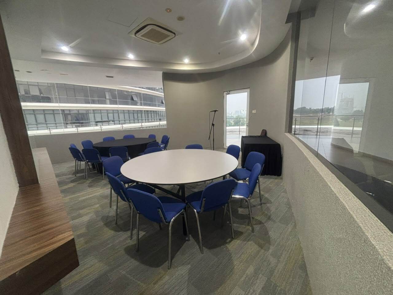 Multifaith Room interior with circular tables